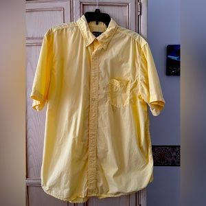 Chaps Men’s Short Sleeve Button-Down Shirt – Yellow, 100% Cotton